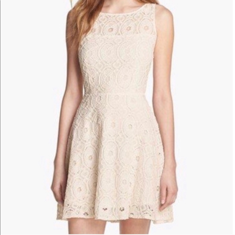 zimmermann black and white lace dress Hypnotic Lace Trim Mini Dress